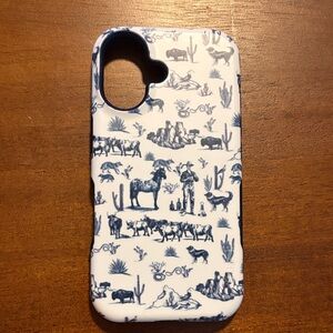 Casely iPhone 16 Navy and White Western Pattern Bold Flex Phone Case
